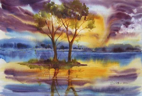 Пейзаж акрилом на холсте