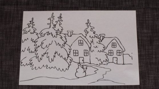 Зимний пейзаж для выжигания