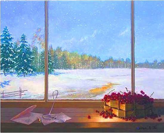 Пейзаж за окном зима