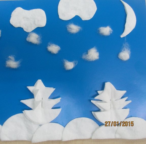 Аппликация зимний город