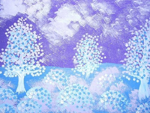 Зима в нетрадиционной технике рисования