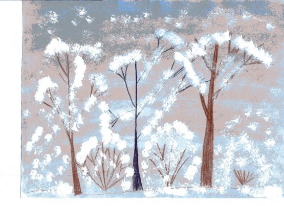 Рисование «деревья в инее» (т. с. Комарова, стр. 91)