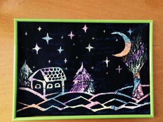 Техника граттаж лес