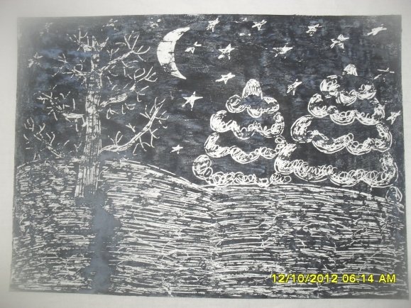 Граттаж зима старшая группа