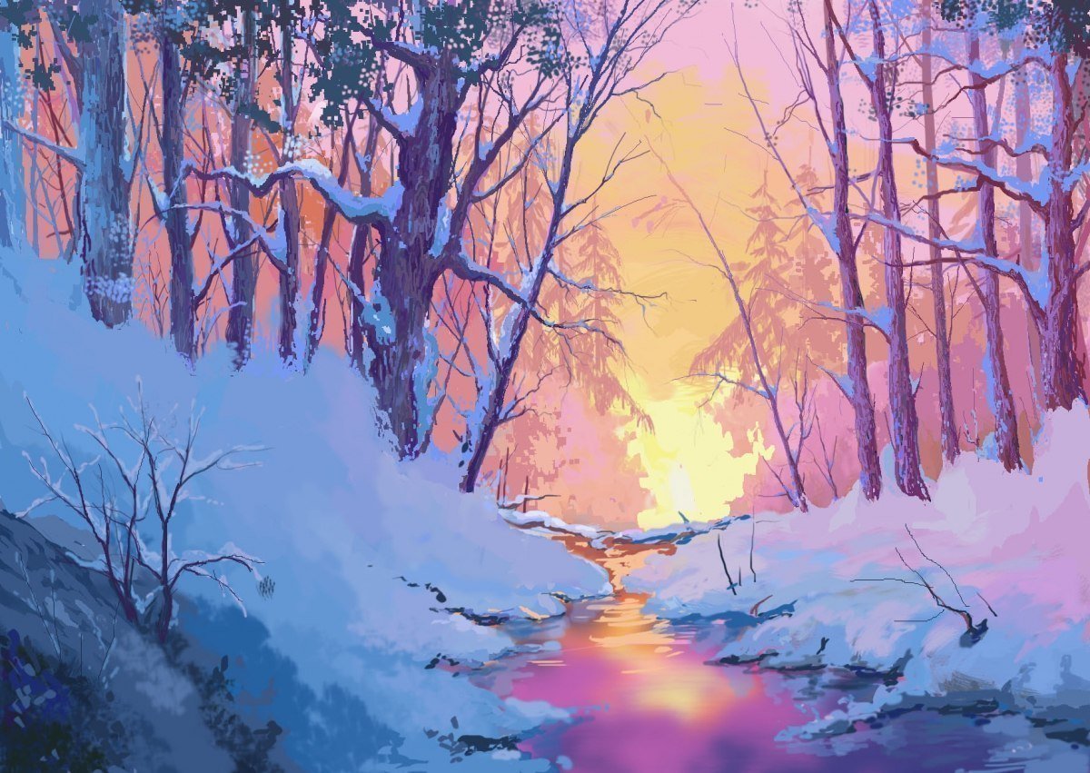 Цифровая живопись зима