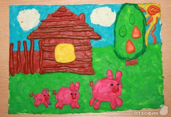 Деревенский домик из пластилина