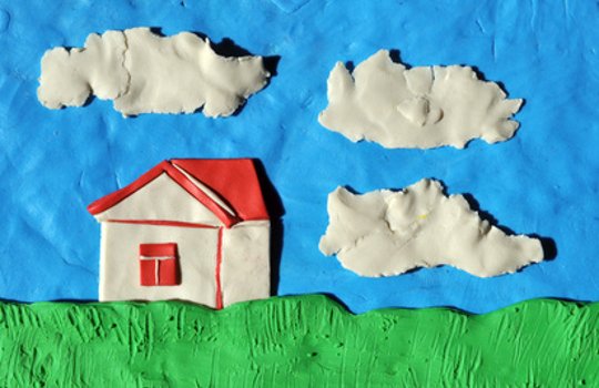 Пейзаж деревни пластилином