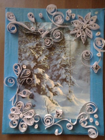 Квиллинг зимний пейзаж