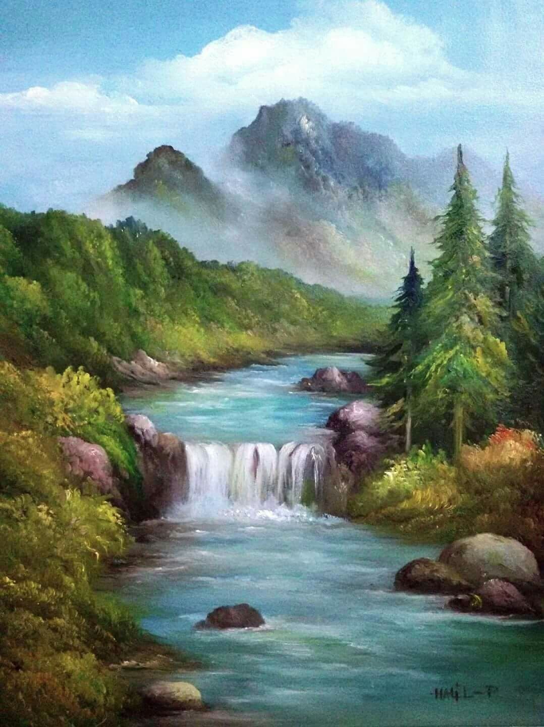 Пейзаж водопад