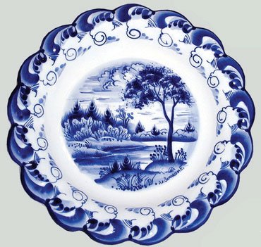 Гжельская роспись пейзаж