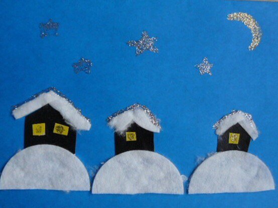 Аппликация лес зимой