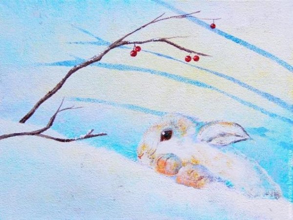 Рисование заяц зимой