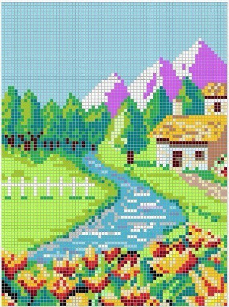 Красивые пейзажи по клеточкам