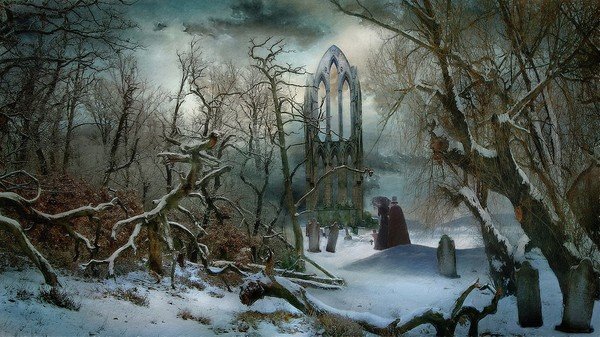 Каспар Давид Фридрих кладбище в снегу