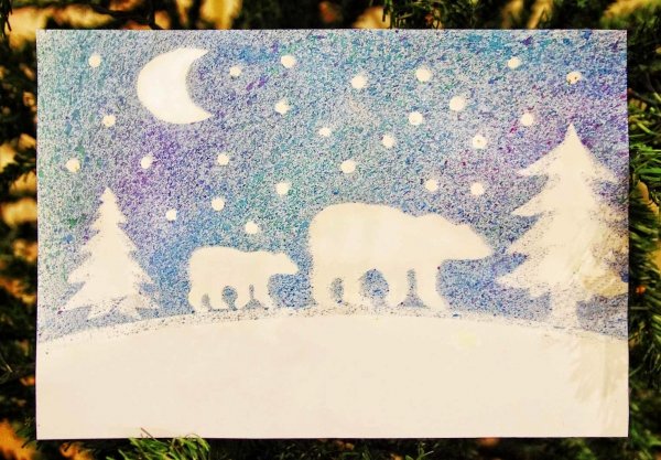 Рисование поролоновой губкой