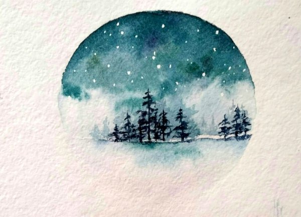 Клипарт зимний пейзаж на прозрачном фоне