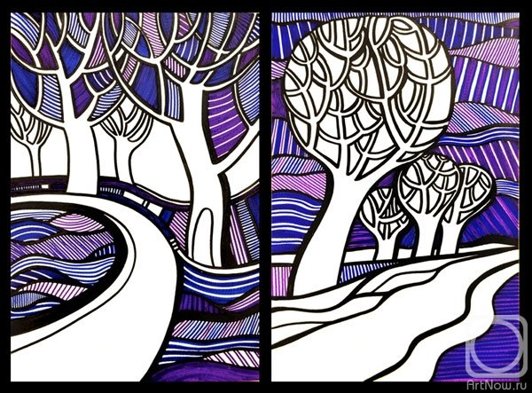 Декоративный пейзаж в графике