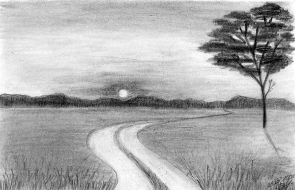 Пейзаж в графике легкий