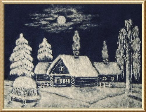 Зимняя картина из ваты