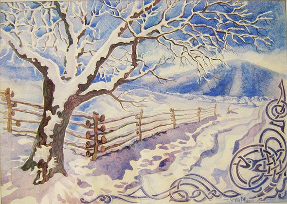 Рисование зимний пейзаж