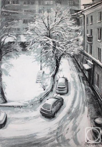 Рисование зима в городе