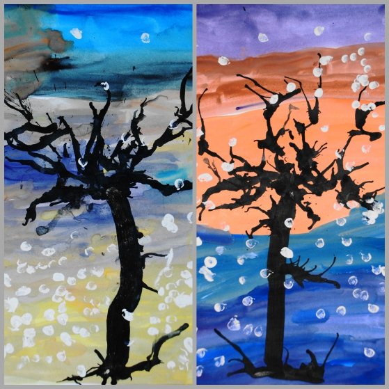 Дерево в технике кляксография