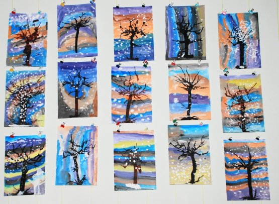 Кляксография на тему зима