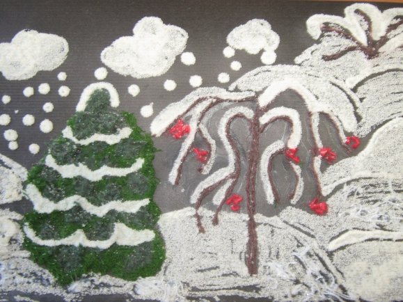 Рисование манкой и клеем