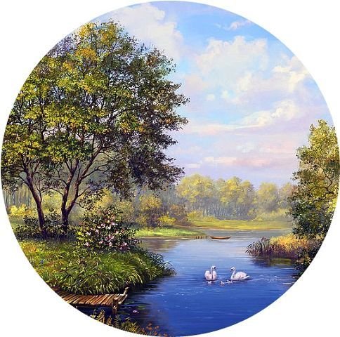 Пейзажи для декупажа круглые