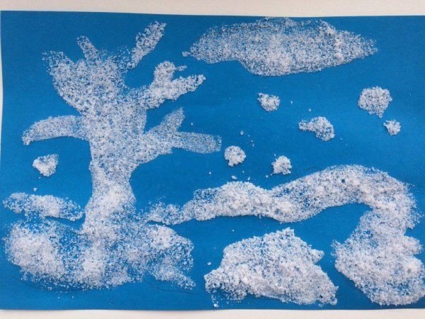 Пейзаж акварелью с солью