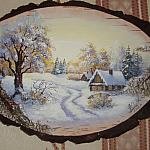 Роспись по дереву зимний пейзаж