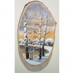 Картина на срезе березы