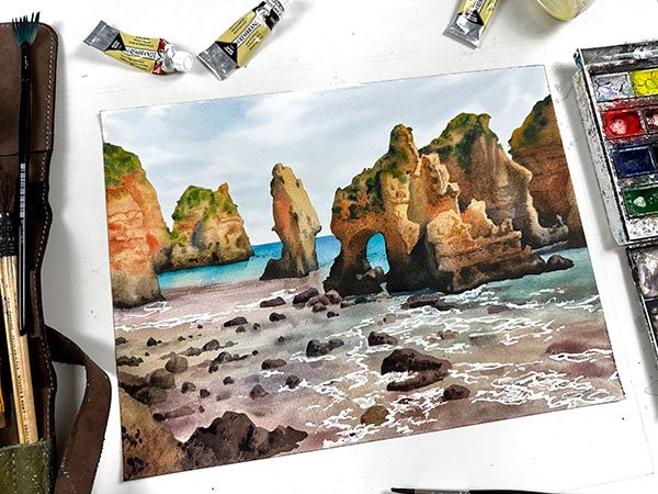 Эскизы зданий акварелью