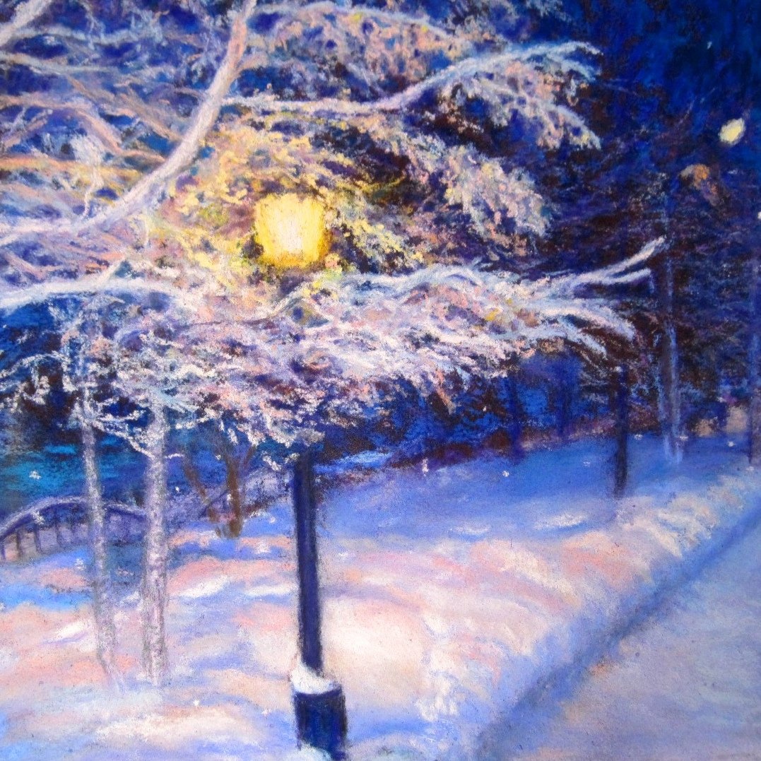 Зимний пейзаж с фонарем
