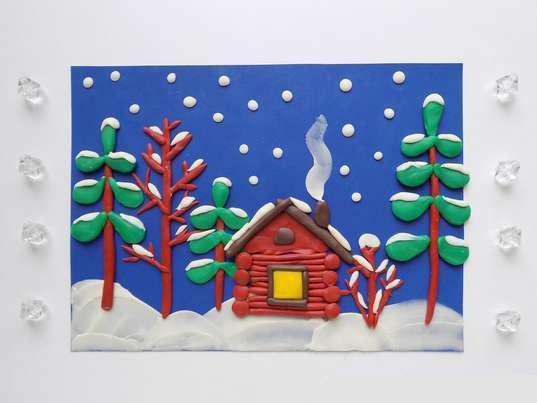 Пластилинография зима