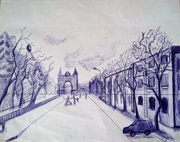 Зимний пейзаж раскраска