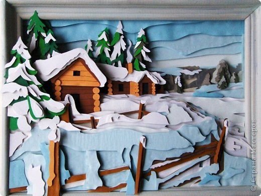 Зимняя объемная аппликация