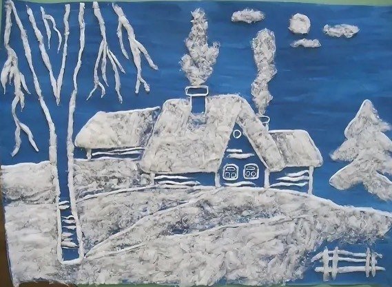 Поделки из ваты зима