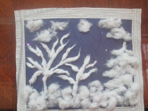 Зимняя аппликация из ваты