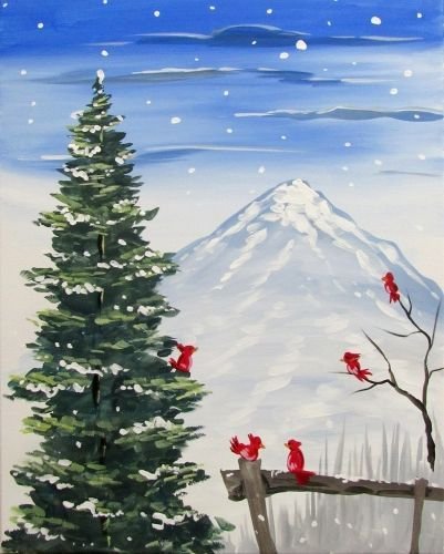 Правополушарное рисование зимний лес