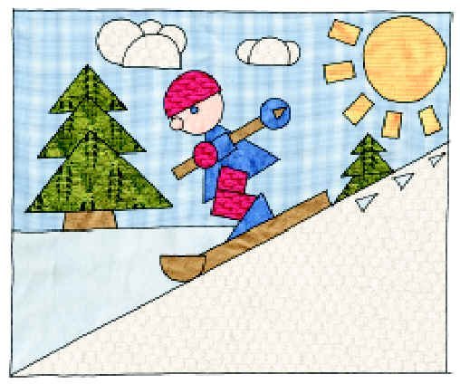 Аппликация лыжник старшая группа из геометрических фигур