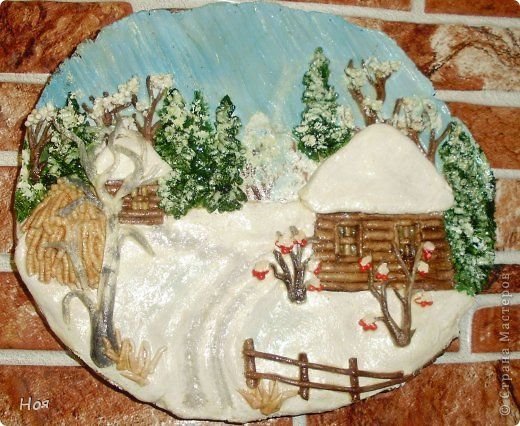 Зимнее панно из соленого теста