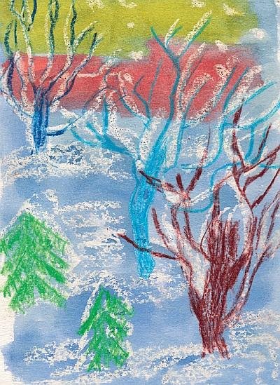 Зимние пейзажи в технике энкаустика