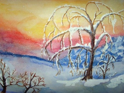 Рисование в старшей группе лес зимой