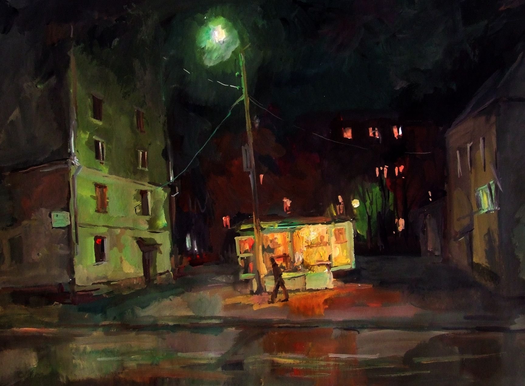 Ночной городской пейзаж живопись