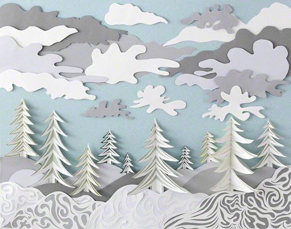 Аппликация зимний лес