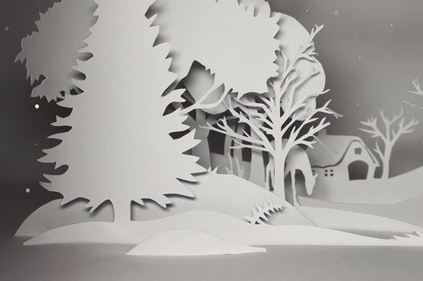 Вытынанки зимние домики