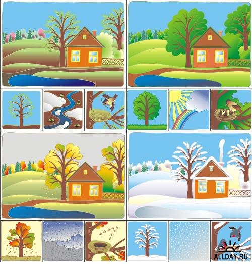 Пейзажи по временам года для дошкольников