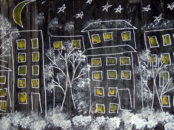 Граттаж городской пейзаж (46 фото)