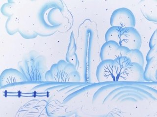 Пейзаж в стиле Гжель для детей